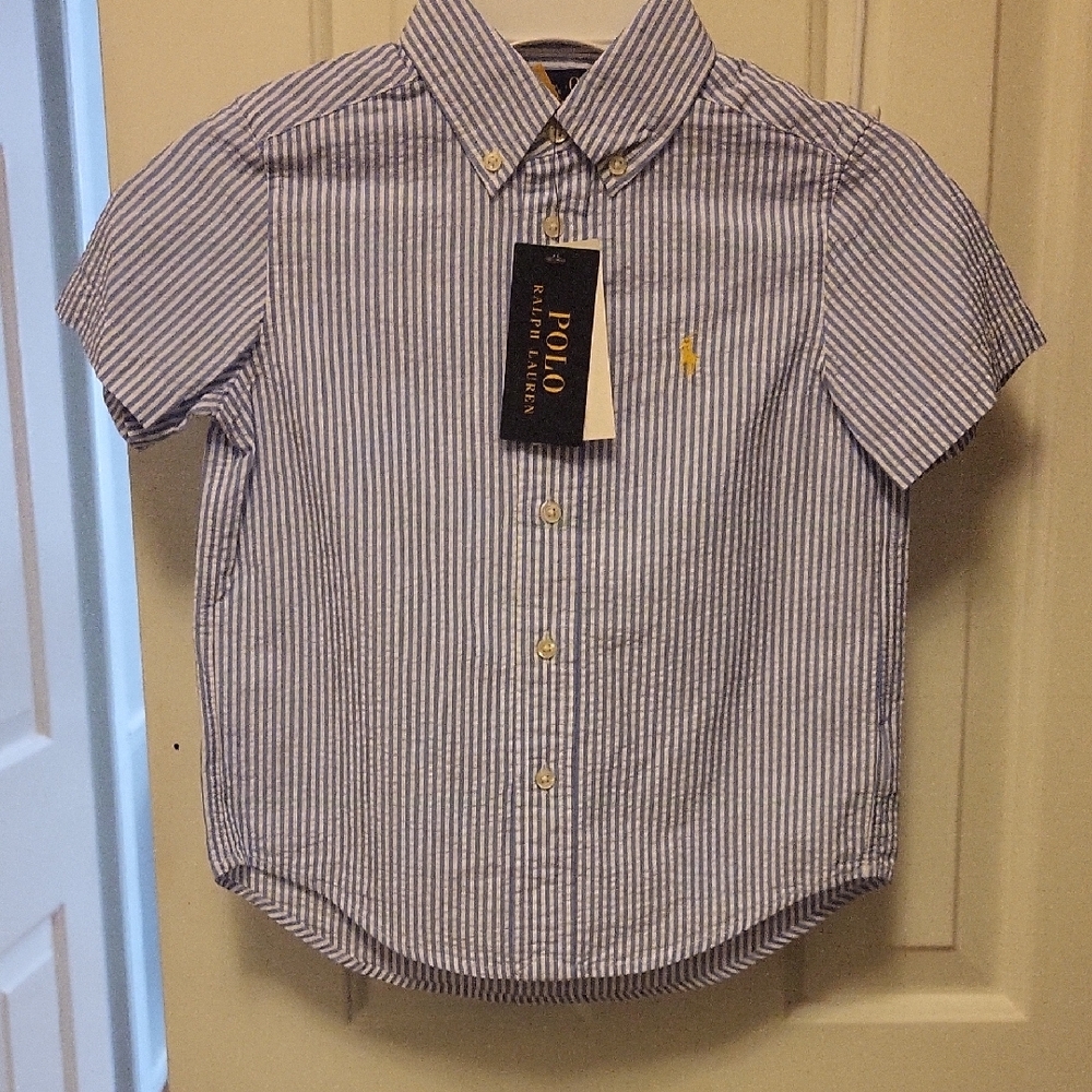 Polo by Ralph Lauren Blue Button Down Shirt Classic Striped